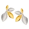 2025 New Stainless Steel Women's Earrings Leaf Shape Steel and Gold Plated Simple Stud Earring Design