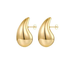 2024 Wholesale Tear Drop Copper Real Gold Plated Statement Stud Earring Jewelry for Women