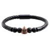 New Men Stainless Steel Genuine Leather Spartan Warrior Helmet Bracelet