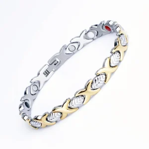 Trendy Hottime Stainless Steel Chain & Link Bracelets with Leaf Design Steel Gold Plating Unisex Anniversary