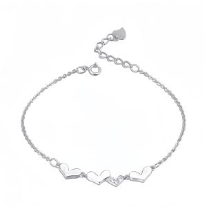 925 Sterling Silver Heart Zircon Bracelet for Women
