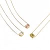 14K Gold Plated Square Zircon Stainless Steel Pendant Necklace Women