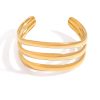 Irregular Geometric Chunky Bangle — Gold-Plated Stainless Steel Open Cuff Bracelet