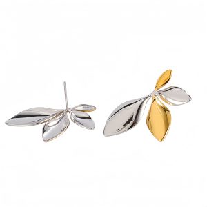 Simple Gold Plated Leaf Stud Earrings